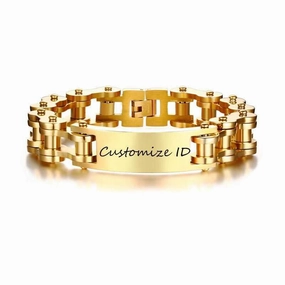 Unfettered Imagination Clear Mixes Cycolinks Personalised Gold Men's Bike Chain Bracelet