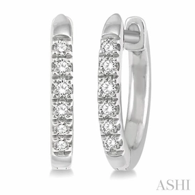 Evening Style 1/8 Ctw Single Cut Diamond Huggie Petite Earrings in 10K White Gold