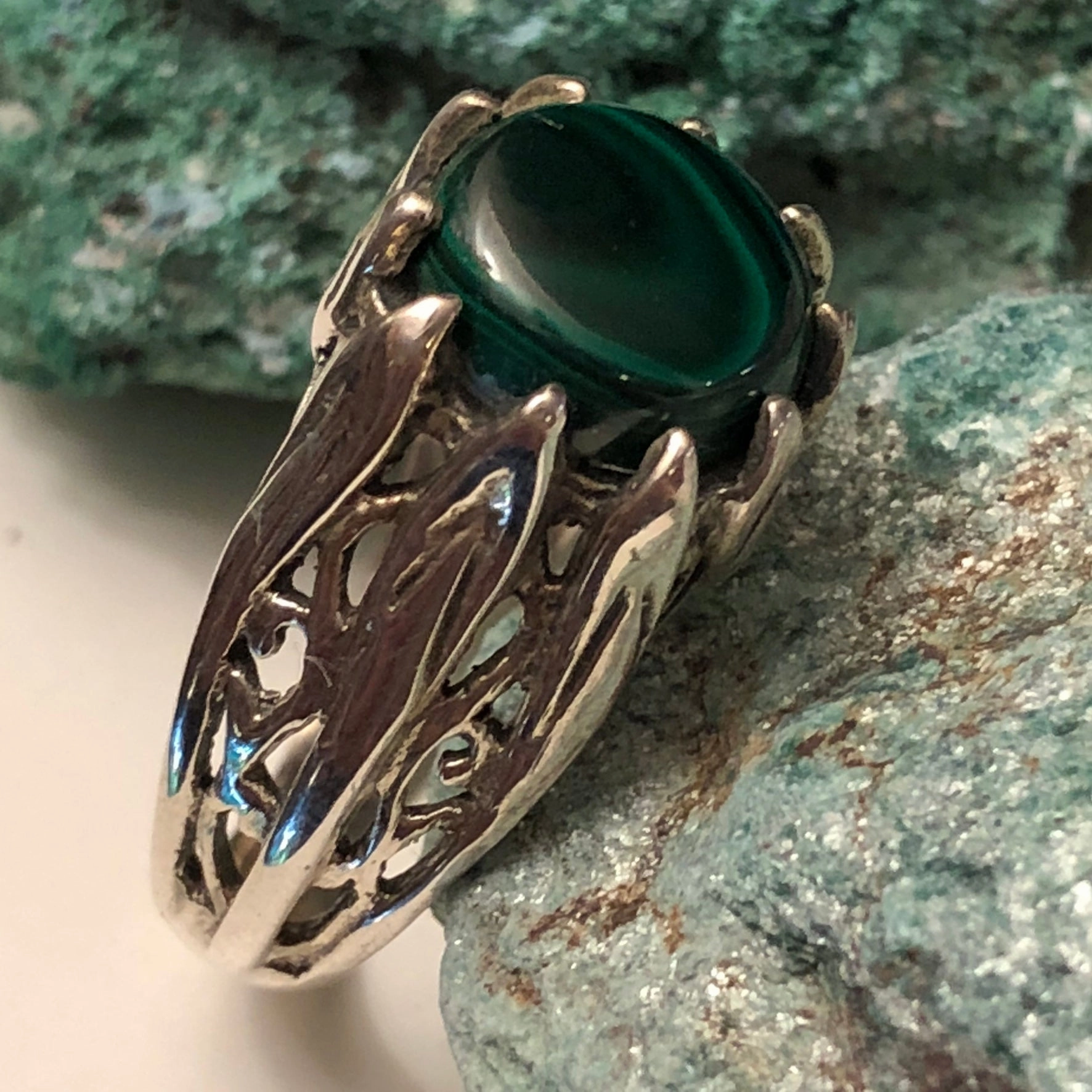 Non Stretch Eternal Decoration Malachite Ring