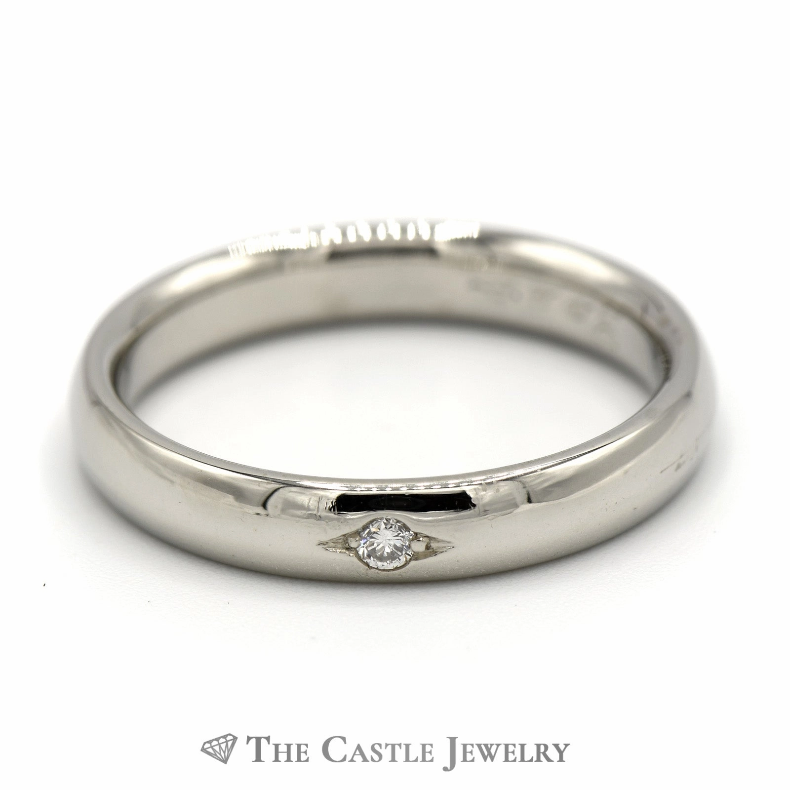 Father??s Day Amazing Article Flat Set Diamond Solitaire in 14k White Gold Polished 4mm Band