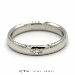 Father??s Day Amazing Article Flat Set Diamond Solitaire in 14k White Gold Polished 4mm Band