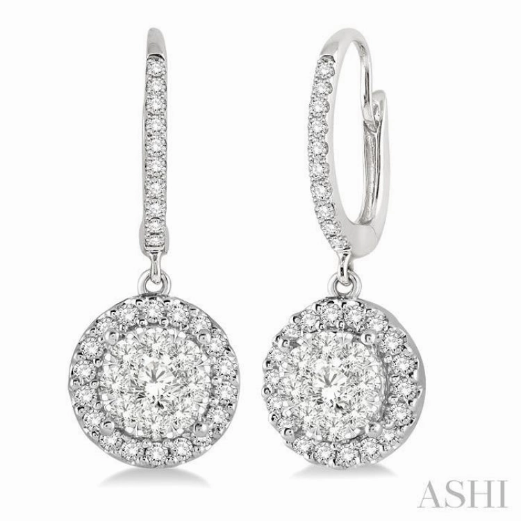 3/8 ctw Round Cut Diamond Lovebright Earrings in 14K White Gold Refined Highlight Styled Set