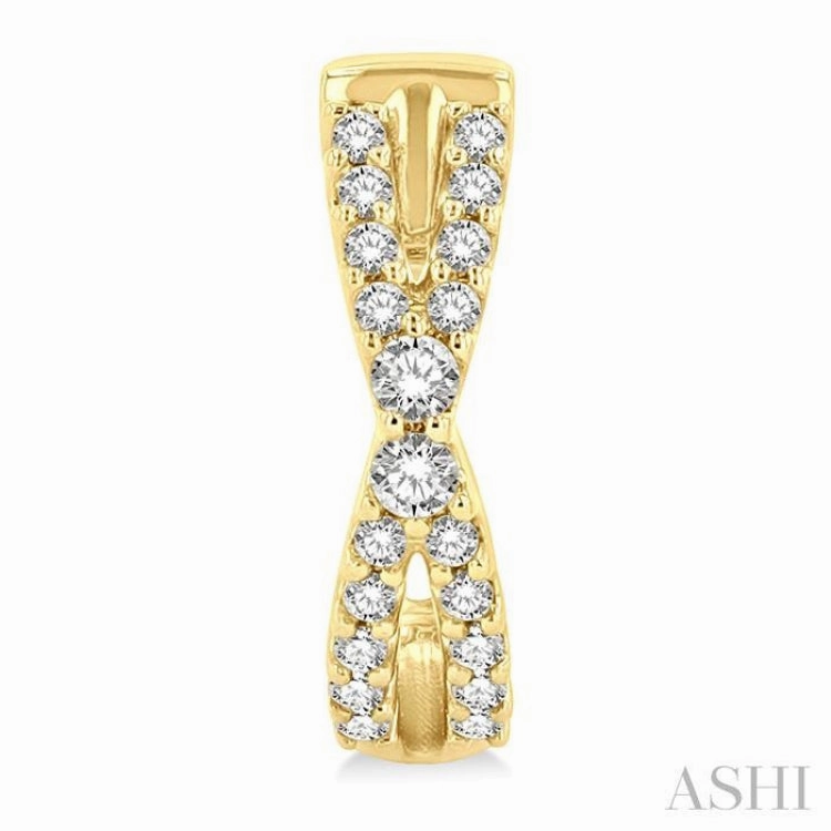 1/5 Ctw Petite Slim Criss-Cross Round Cut Diamond Fashion Huggies in 10K Yellow Gold Gleam Accent