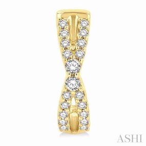 1/5 Ctw Petite Slim Criss-Cross Round Cut Diamond Fashion Huggies in 10K Yellow Gold Gleam Accent