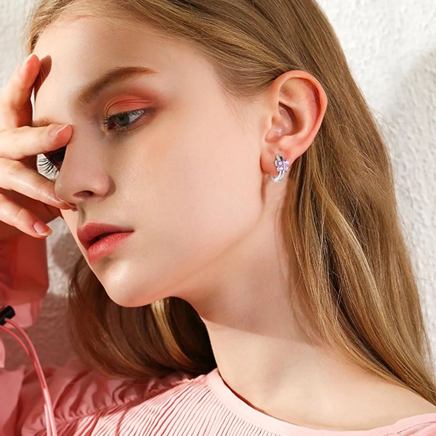 Florideco Hypoallergenic Small Hoop Earrings for Girls Women S925 Silver Needle Toddler Earrings Girls Hoop Earrings Dangling Huggie Teens Earrings Set for Sensitive Ears(over 4 years old)