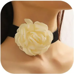 Flower Necklaces for Women Red Rose Choker Necklace for Women Black Velvet Choker Necklaces Floral Choker Necklace Spring Summer Necklace Flower Jewelry