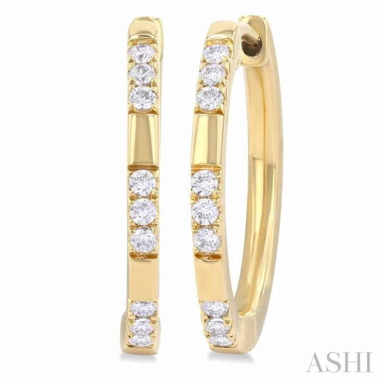 1/4 Ctw Sectioned Round Cut Diamond Fashion Hoop Earring in 14K Yellow Gold Refined Highlight Luxury Spark