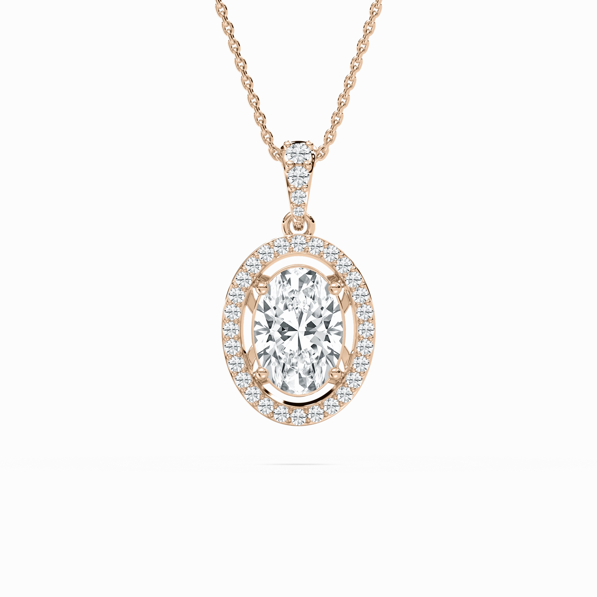 Affordable Jewelry Vintage Style 2 ? ctw Oval and Round Lab Grown Diamond Halo Pendant - 18 Inches