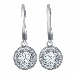 Delicate Adornment Radiant Aesthetic Round Diamond 14K Gold Single Stud Earring