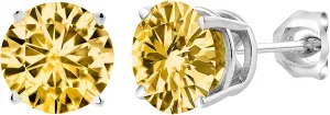 Four Claws Stud Earrings for Women Solitaire Zircon Earrings Dainty Imitation Diamond Earrings (Rose Gold, 5)