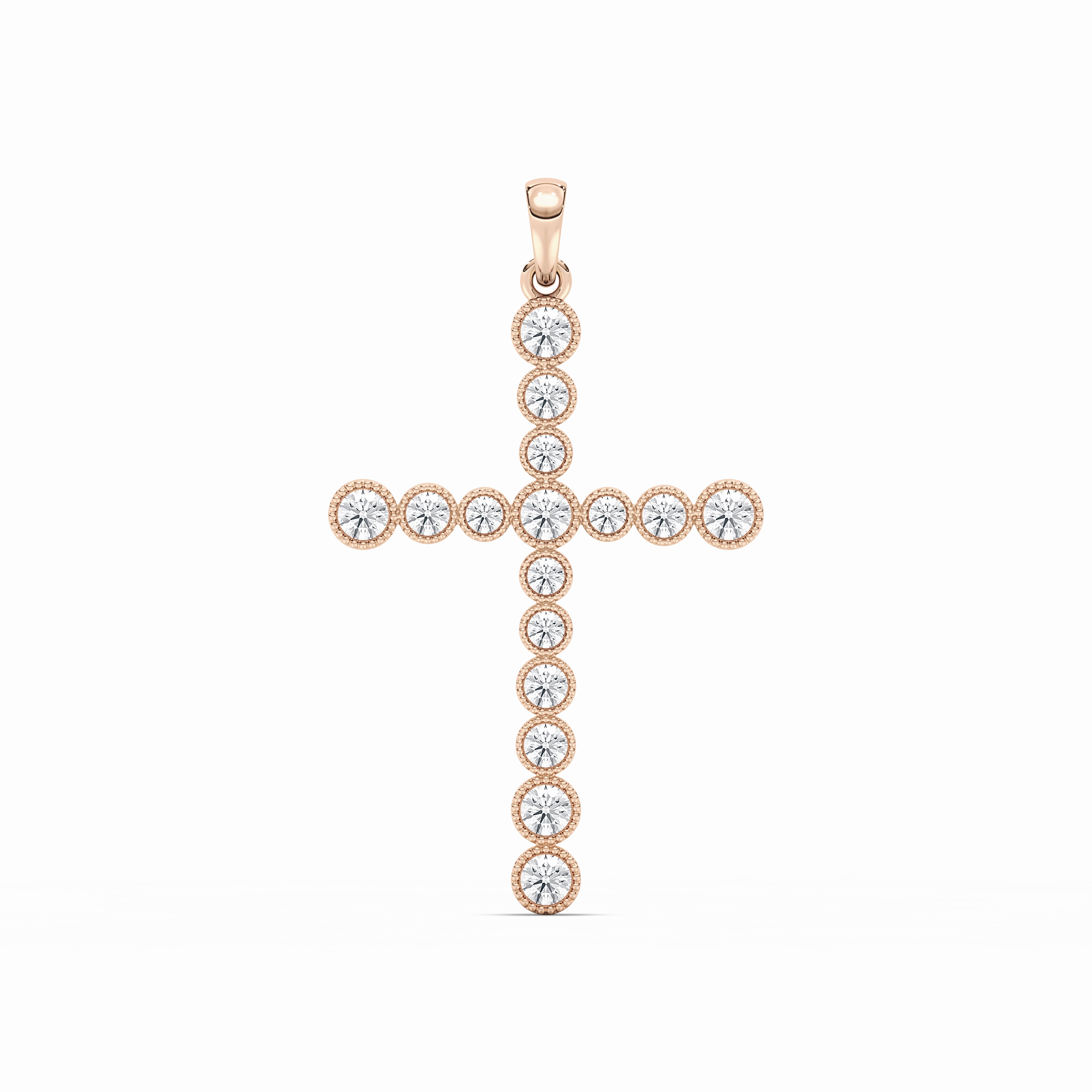 Artful Accent Cultural Event 1/4 ctw Round Lab Grown Diamond Beaded Bezel Cross Pendant  - 18 Inches