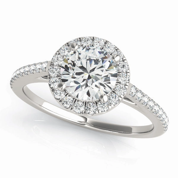 Trendy Ornament Modern Work Round Diamond Halo Engagement Ring