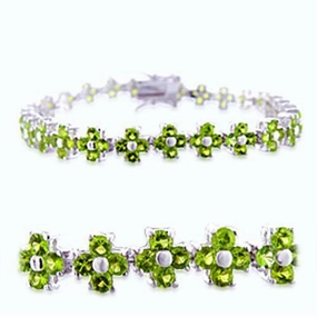 Pleasant Meld 36715 - Rhodium Brass Bracelet with Synthetic Spinel in Peridot