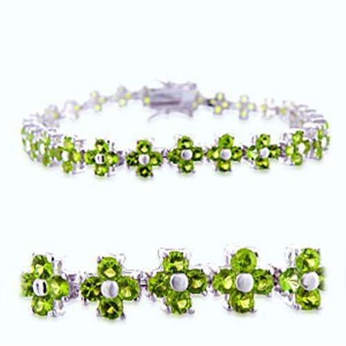 Pleasant Meld 36715 - Rhodium Brass Bracelet with Synthetic Spinel in Peridot