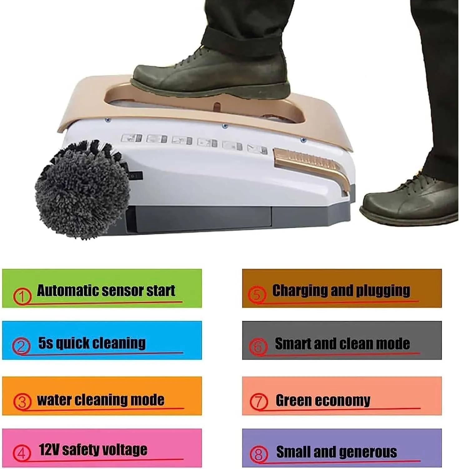 Fully Automatic Sole Cleaning Machine, Shoes Cleaner Polisher, 260rpm Rechargeable Entrance Shoe Brush, Waterless Shoe Cleaner for Home Hotel Entrance Hall Sales Center,Red