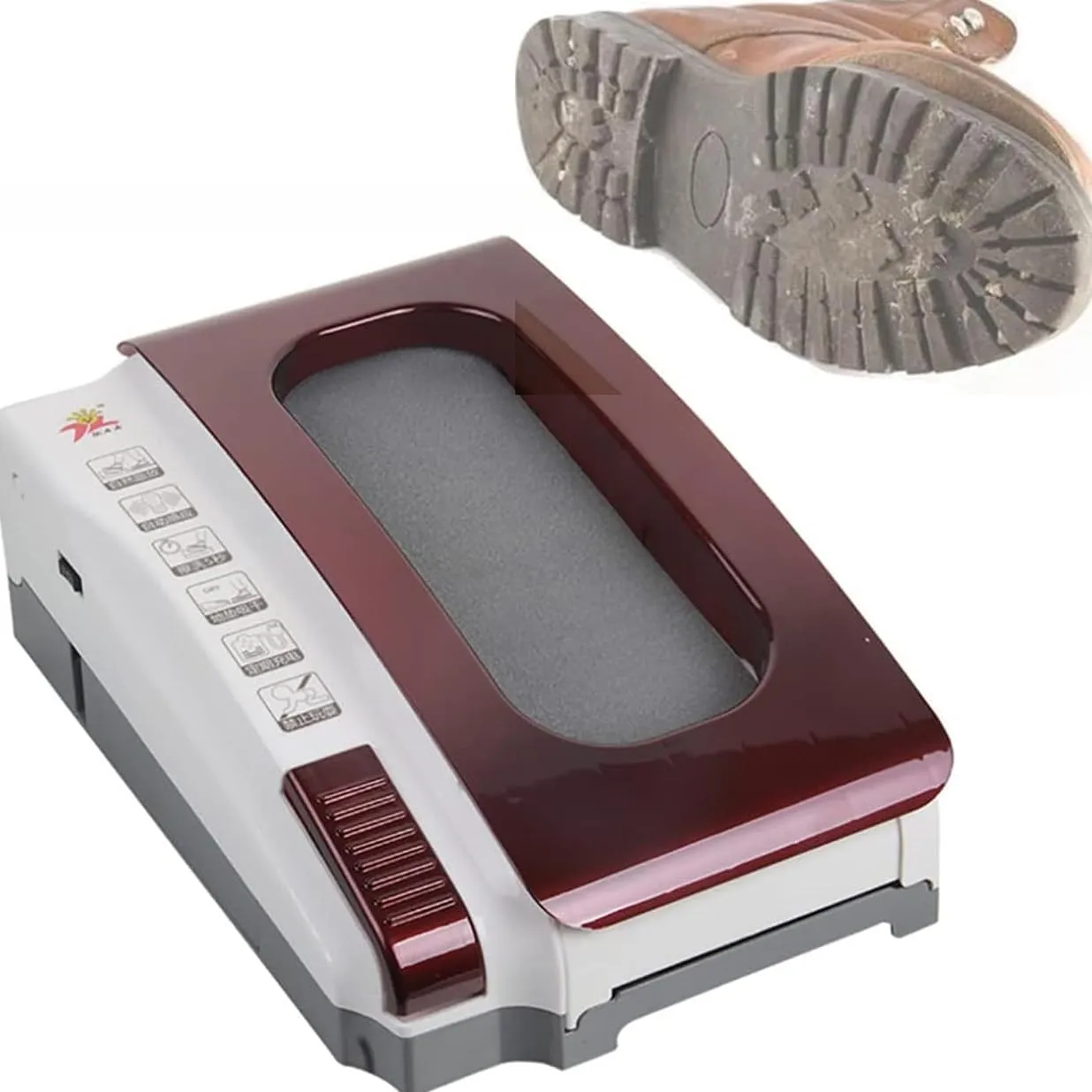 Fully Automatic Sole Cleaning Machine, Shoes Cleaner Polisher, 260rpm Rechargeable Entrance Shoe Brush, Waterless Shoe Cleaner for Home Hotel Entrance Hall Sales Center,Red