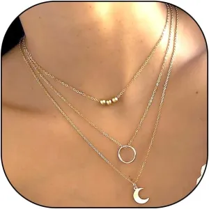 FUTIMELY Gold Stackable Chain Choker Necklaces for Women Trendy Layered Moon Circle Pendant Necklaces Beads Link Necklaces Jewelry Accessories