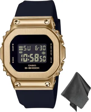 G-Shock Watch Gold Ion Metal Bezel and Band Bundled with OSP Cleaning Cloth - Gold - Casio Watch Men 200 M. Water Resistance, 2 Year Battery Life, Alarm