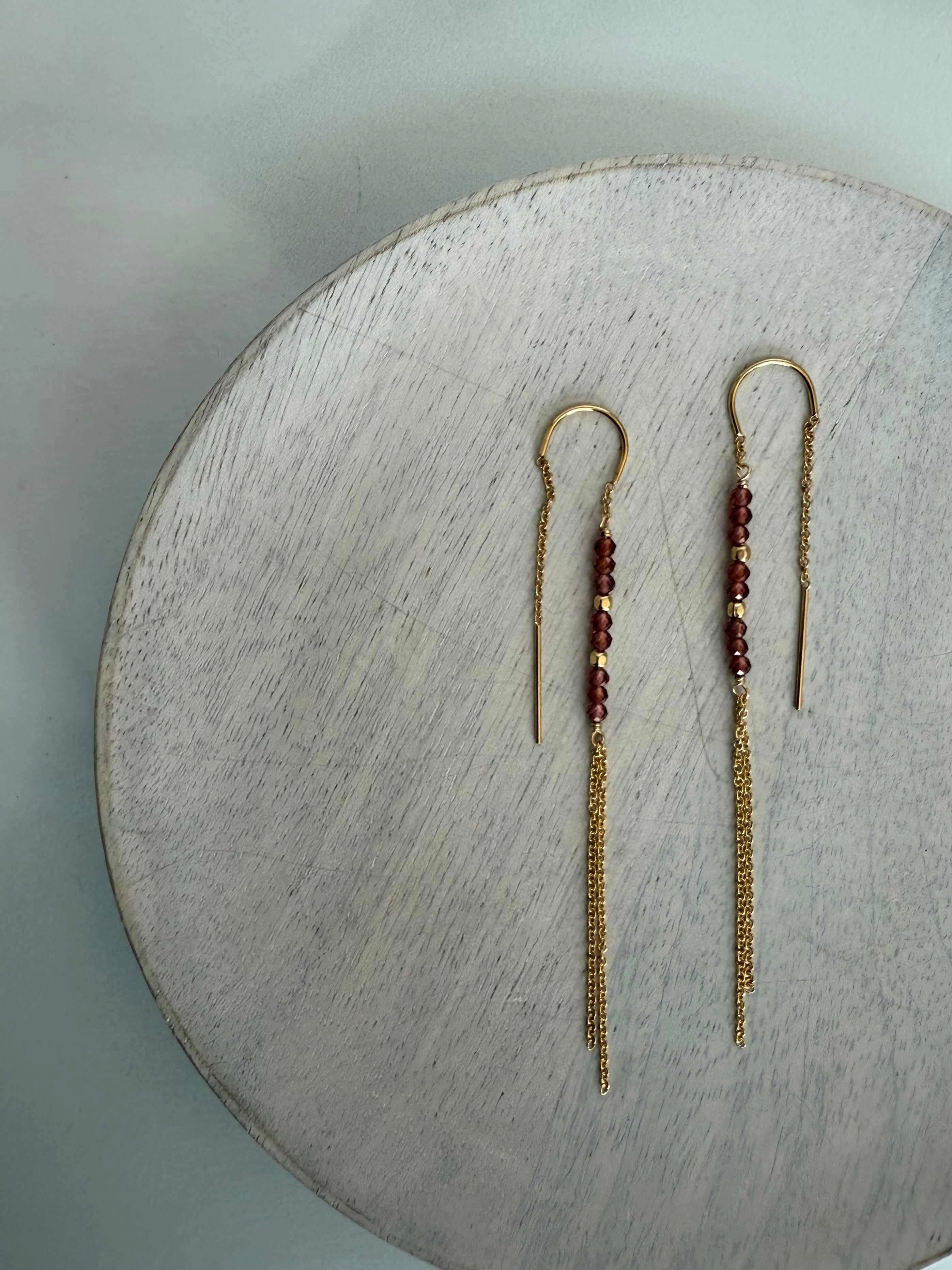 Garnet Threader Earrings Brilliant Creation