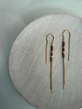 Garnet Threader Earrings Brilliant Creation