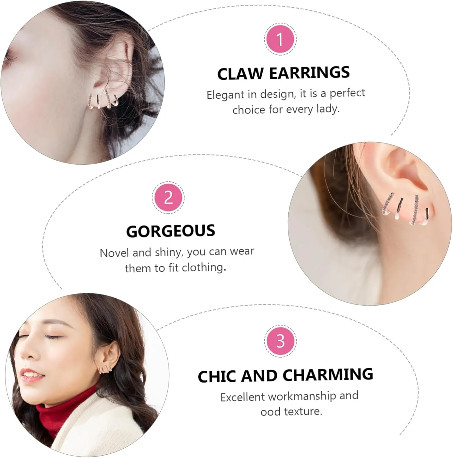 Gatuida Claw Earrings Studs Non Cuff Bracelets for Women Ears Dangling Earrings for Women Cuff Earrings Dangle