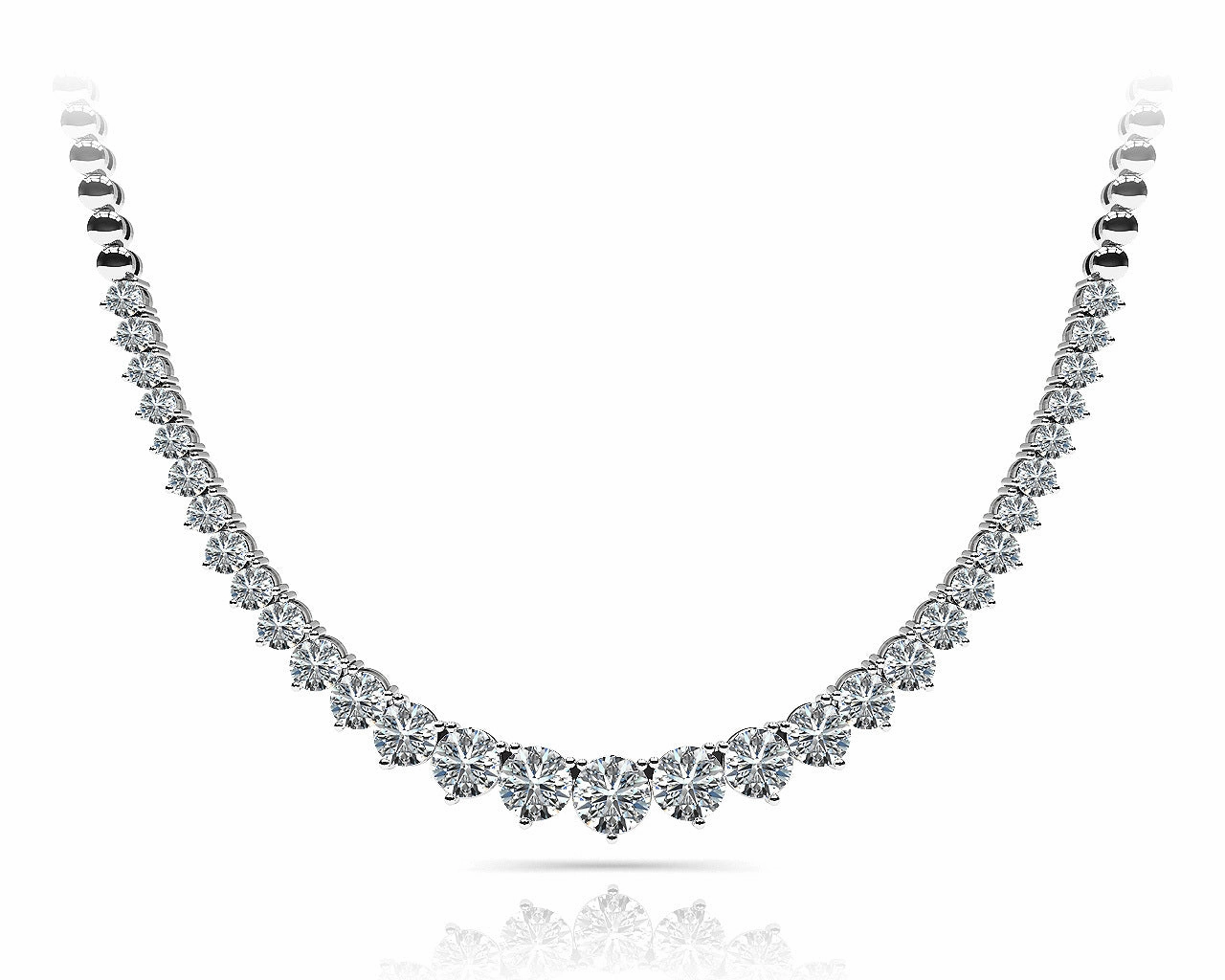 Professional Adornment Round Diamond Multi-Stone Graduating Necklace