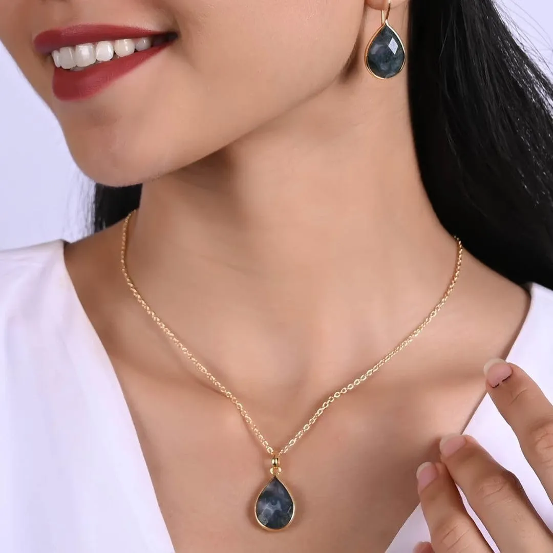 Gempires Pear Shaped Teardrop Crystal Earrings, Bezel Earring, Natural Gemstone Dangle Drop Earrings, Minimal, Everyday Wear, Gift for Her (Length 1.25 inch)