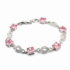 Paragon Pick Flexible Detail 6X494 - Rhodium Brass Bracelet with AAA Grade CZ  in Rose
