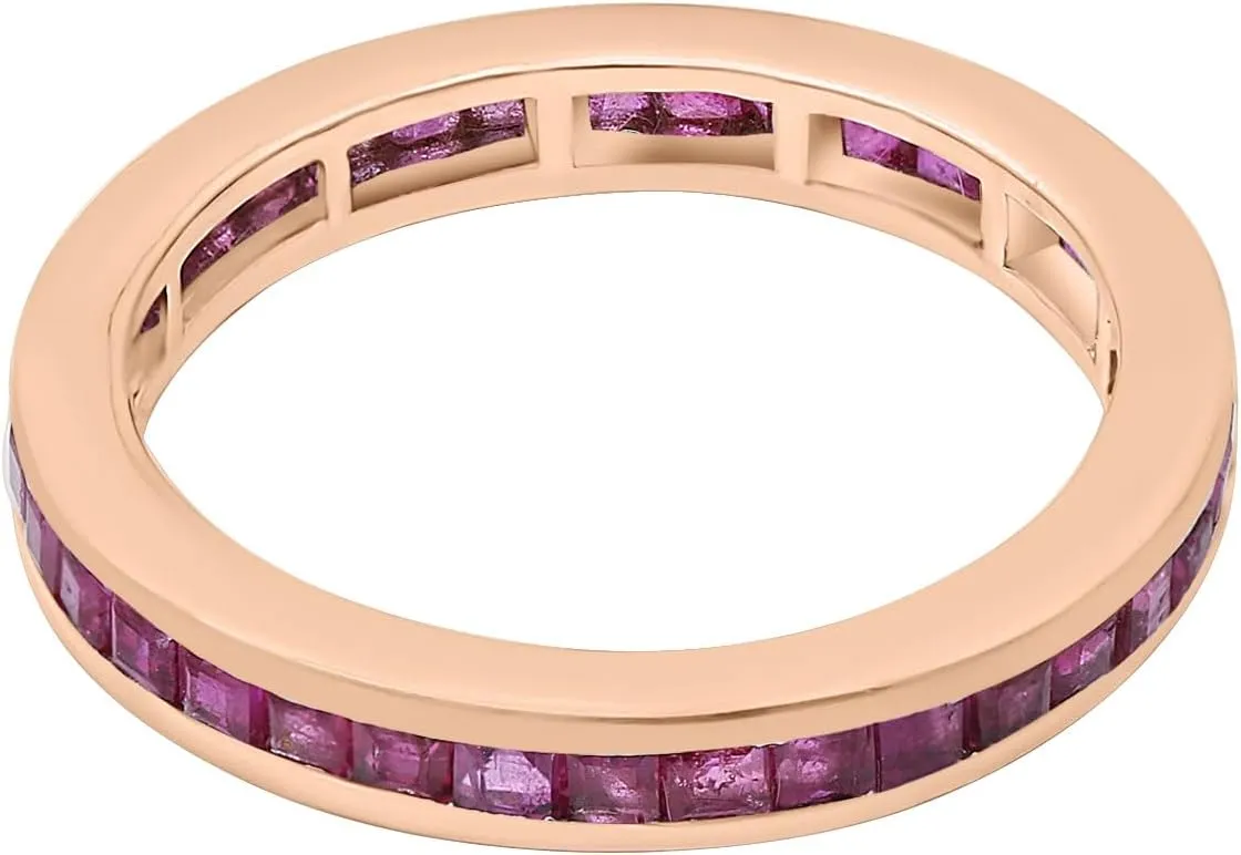 Genuine Ruby Eternity Ring 18k White Gold Band Womens Band Jewelry July Birthstone Ruby Full Eternity Handmade Mother Ring Christmas Gifts