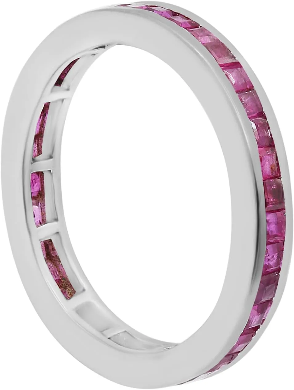 Genuine Ruby Eternity Ring 18k White Gold Band Womens Band Jewelry July Birthstone Ruby Full Eternity Handmade Mother Ring Christmas Gifts