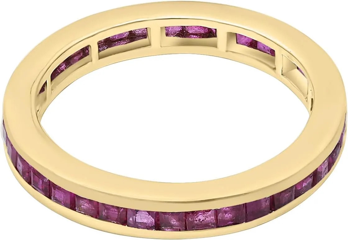 Genuine Ruby Eternity Ring 18k White Gold Band Womens Band Jewelry July Birthstone Ruby Full Eternity Handmade Mother Ring Christmas Gifts