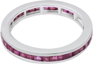 Genuine Ruby Eternity Ring 18k White Gold Band Womens Band Jewelry July Birthstone Ruby Full Eternity Handmade Mother Ring Christmas Gifts