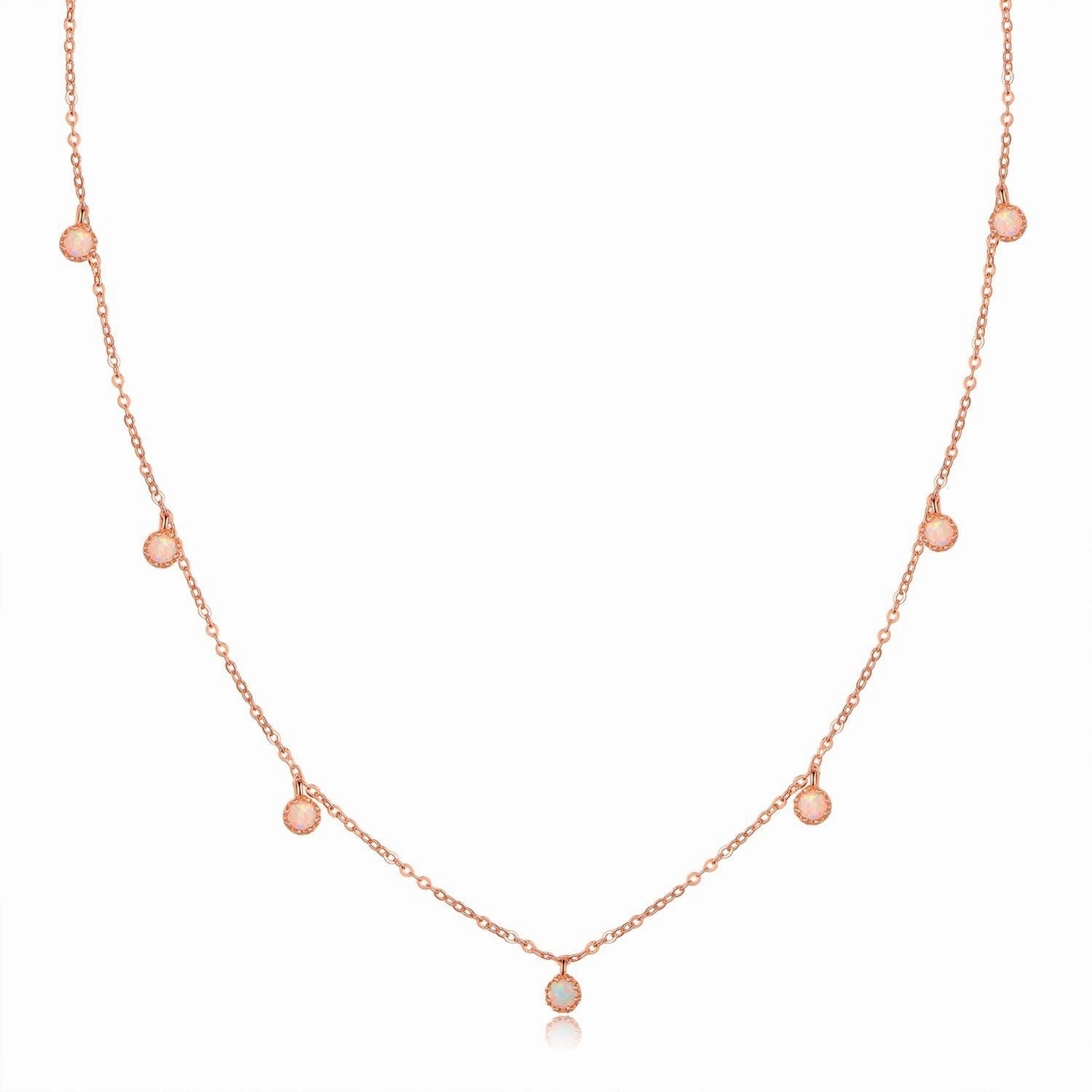 Vibrant Accent Luxury Finish 18K White Gold Plated Fire Opal Stone Necklace