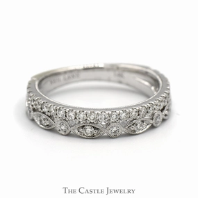 Modern Contour Gift For Couple 1/4cttw Neil Lane Designer Double Diamond Band in 14k White Gold Beaded Designed Mounting