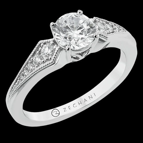 ZR1541-A Engagement Ring in 14k Gold with Diamonds Balanced Flow