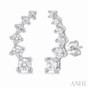 Elegant Detail 1/2 Ctw Round Cut Diamond Fashion Climbers in 14K White Gold