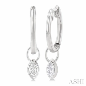 1/3 Ctw Bezel Set Marquise Cut Diamond Huggie Earrings in 14K White Gold Elegant Outfit