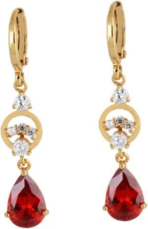 Glamourous Women's Earrings Minimalist Zircon Studs Red Jewelry for Office Party Prom
