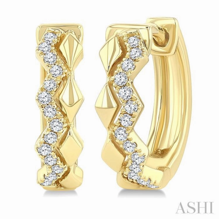 1/10 Ctw Single Cut Diamond Geometric Petite Huggie Earrings in 10K Yellow Gold Fresh Elements Light Radiance
