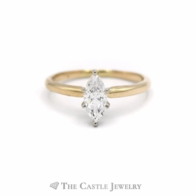 .70CT Marquise Cut Diamond Solitaire Engagement Ring in 14KT Yellow Gold Value Gift Modern Geometry