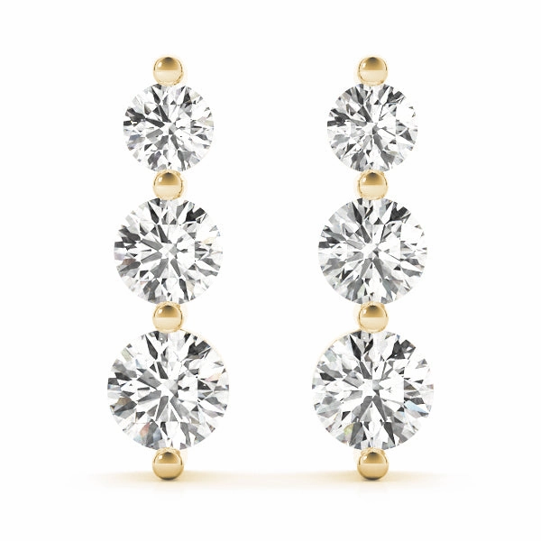 Safe Vibe Tiny Accent 0.6 CTW Round Diamond Three Stone Earrings