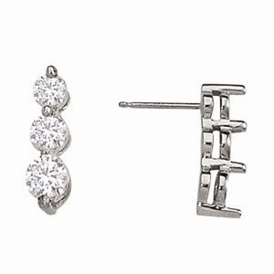 Modern Essential 0.6 CTW Round Diamond Three Stone Earrings