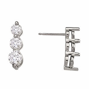 0.6 CTW Round Diamond Three Stone Earrings Safe Creation