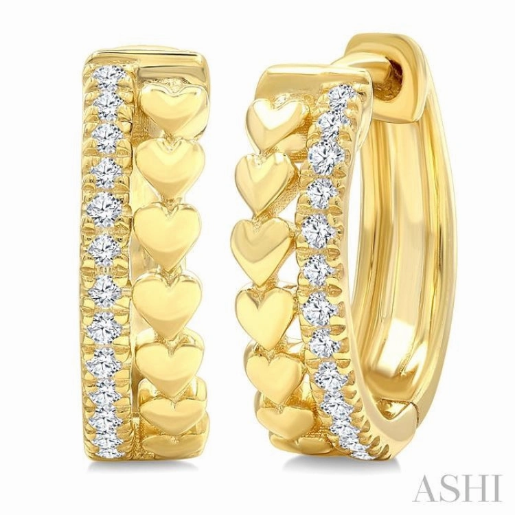 1/10 Ctw Single Cut Diamond Heart Petite Huggie Earrings in 10K Yellow Gold Unique Treasures