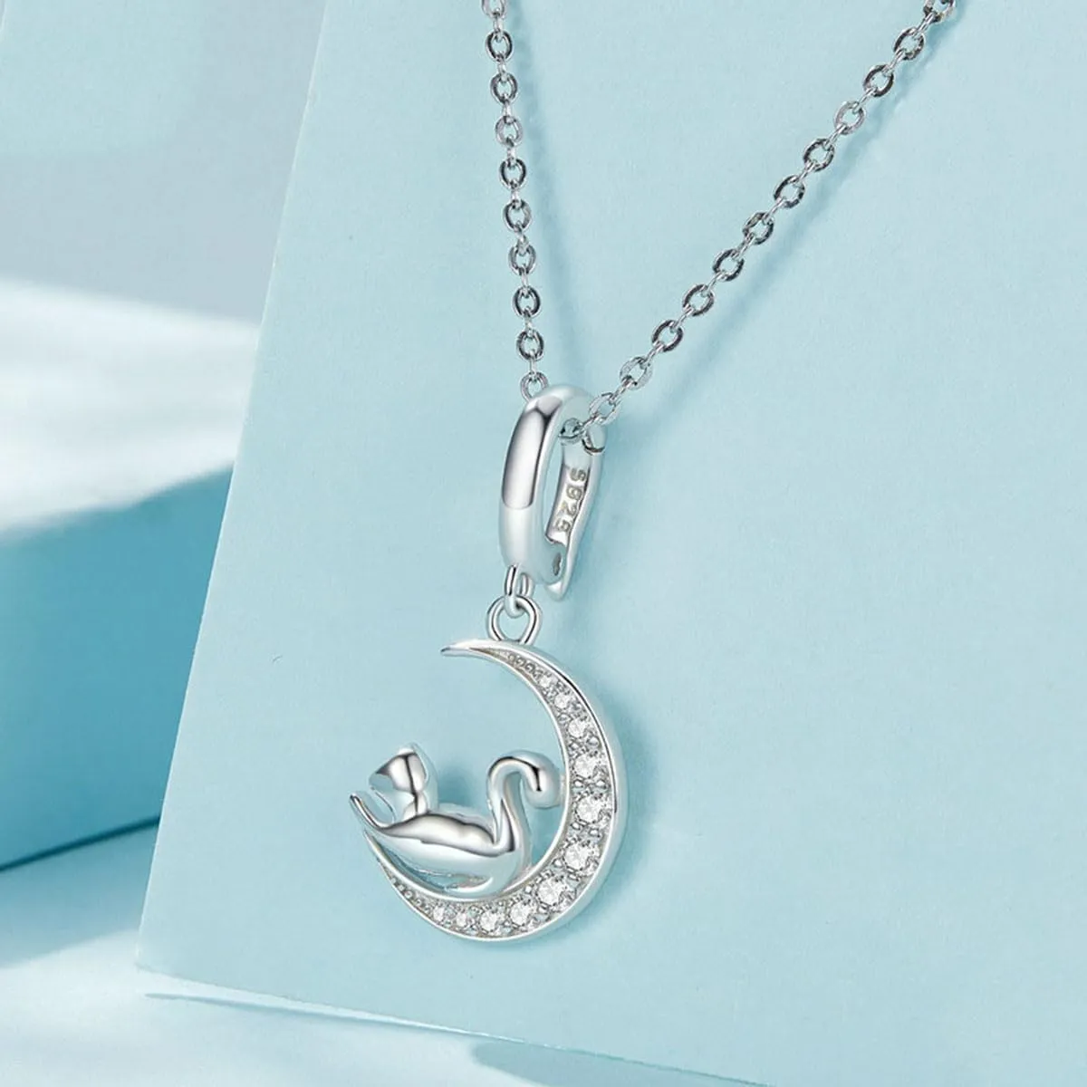 Glow Cat Charm 925 Sterling Silver Moon Charm Lucky Star Charm Jewelry Dog Ladybug Charm Rabbit Giraffe Charm Animal Charm for Pandora Charm Pandora Bracelet Necklace