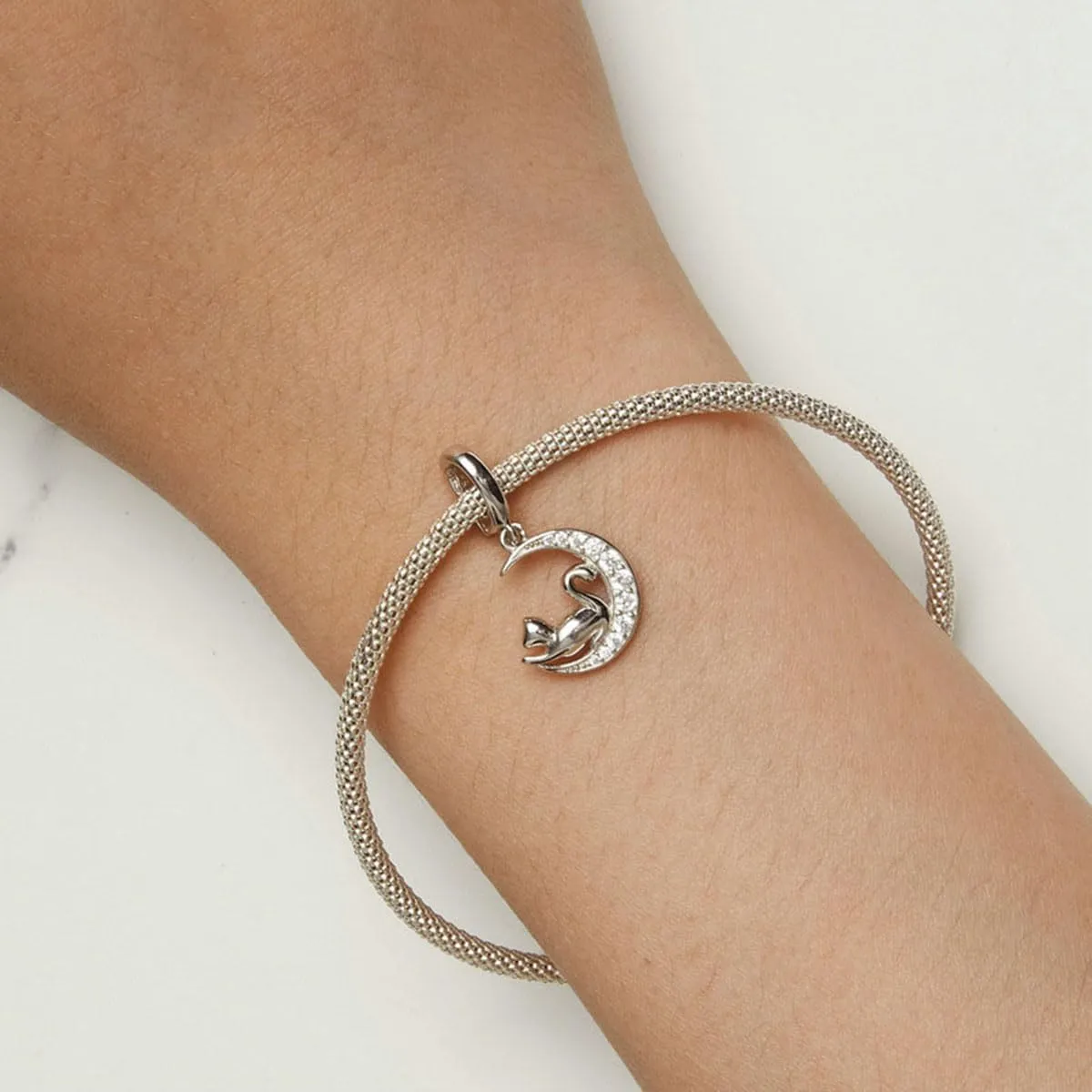 Glow Cat Charm 925 Sterling Silver Moon Charm Lucky Star Charm Jewelry Dog Ladybug Charm Rabbit Giraffe Charm Animal Charm for Pandora Charm Pandora Bracelet Necklace