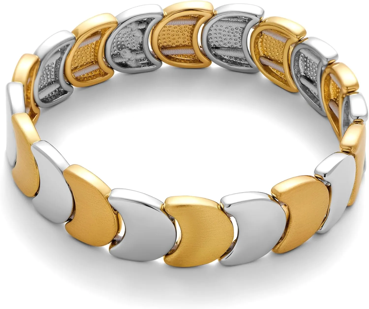 Gold Bangle Bracelets for Women Chunky Stretch Bracelets Gold and Silver Bangle Adjustable Wide Bracelets for Women