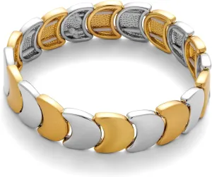Gold Bangle Bracelets for Women Chunky Stretch Bracelets Gold and Silver Bangle Adjustable Wide Bracelets for Women