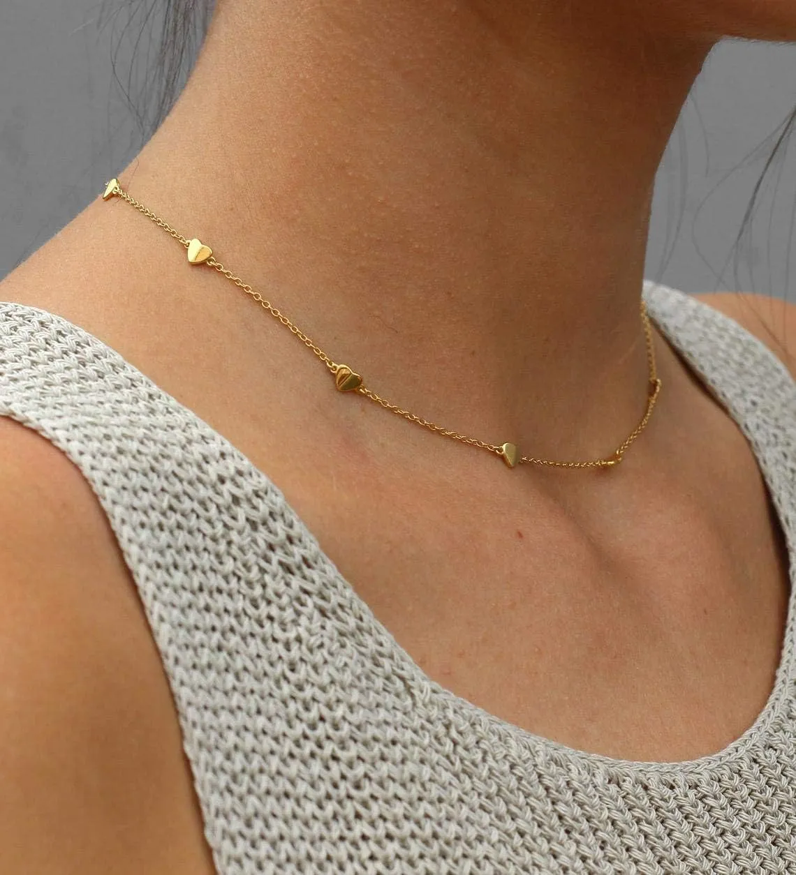 Gold Choker Necklaces 14K Gold Plated/Silver Disc Choker Necklaces Dangling Star Heart Pendant Necklaces Summer Beach Boho Necklaces Aesthetic Necklace Gift for Women