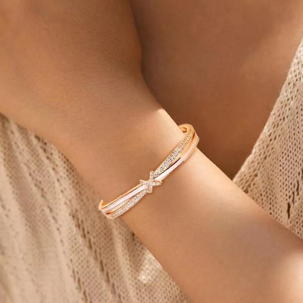 Gold Cuff Bangle Bracelet for Women Personalized Cubic Zirconia Open Bracelets Adjustable Oval Crystal Bangles Bracelets for Her